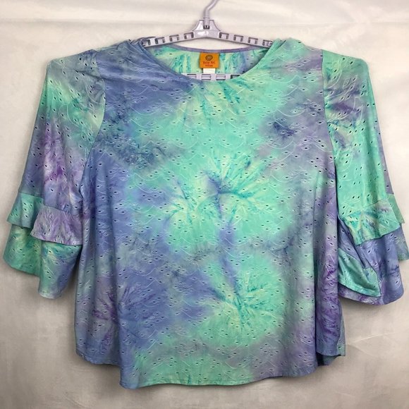 Ruby Rd. Tops - Ruby Rd Shirt Womens 2X Lined Tie-dye Green Hipp Hippie Festival coachella Edgy